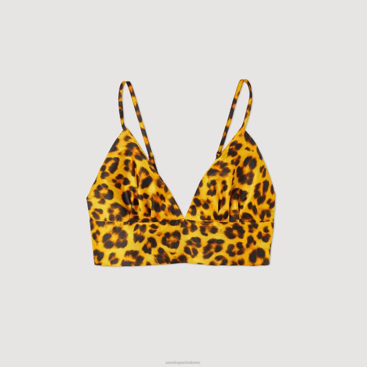 ženy Sandro Paris oranžová/čierna leopardí bralette top odev 428TH286