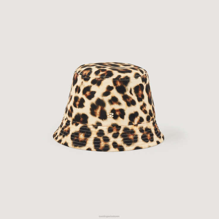 ženy Sandro Paris béžová/čierna obojstranný klobúk s leopardím vzorom príslušenstvo 428TH580