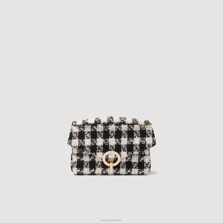 ženy Sandro Paris čierna/ecru yza taška z tvídu houndstooth príslušenstvo 428TH501